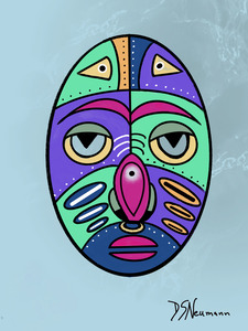 Simple Mask on grey green marble