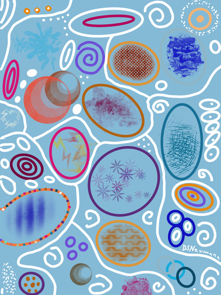 Abstract Circles In Blue by Dorothea Neumann