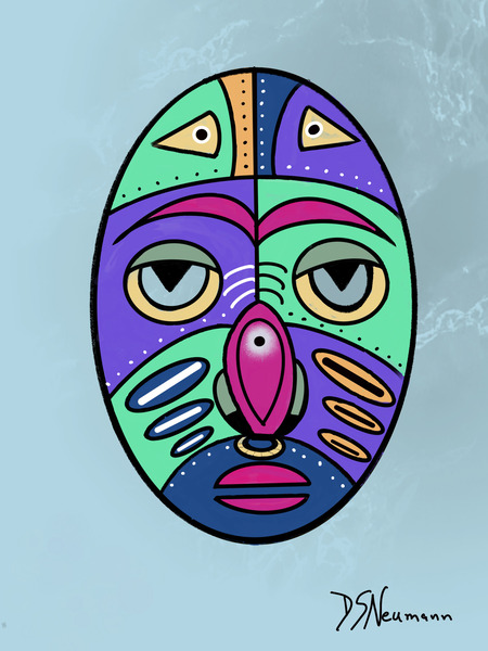 Simple Mask on grey green marble by Dorothea Neumann