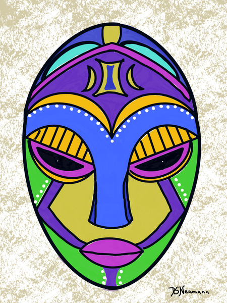 Tribal Mask with Spackled background by Dorothea Neumann