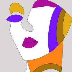 Woman Behind The Mask on grey background