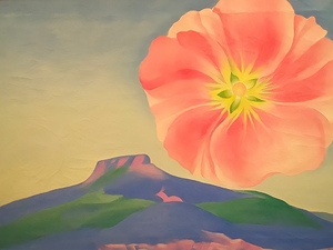 Georgia OKeeffe - Hollyhock Pink with Pedernal  1937