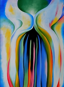 Georgia OKeeffe - Gray line with black blue and yellow