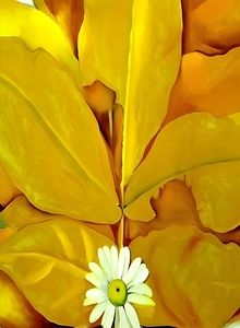 Georgia OKeeffe - Yellow Hickory Leaves with Daisy