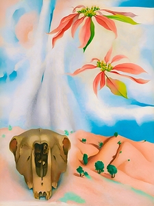 Georgia OKeeffe - Mules Skull with Pink Poinsettias