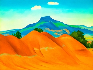 Georgia OKeeffe - Hollyhock Pink with Pedernal . 1937