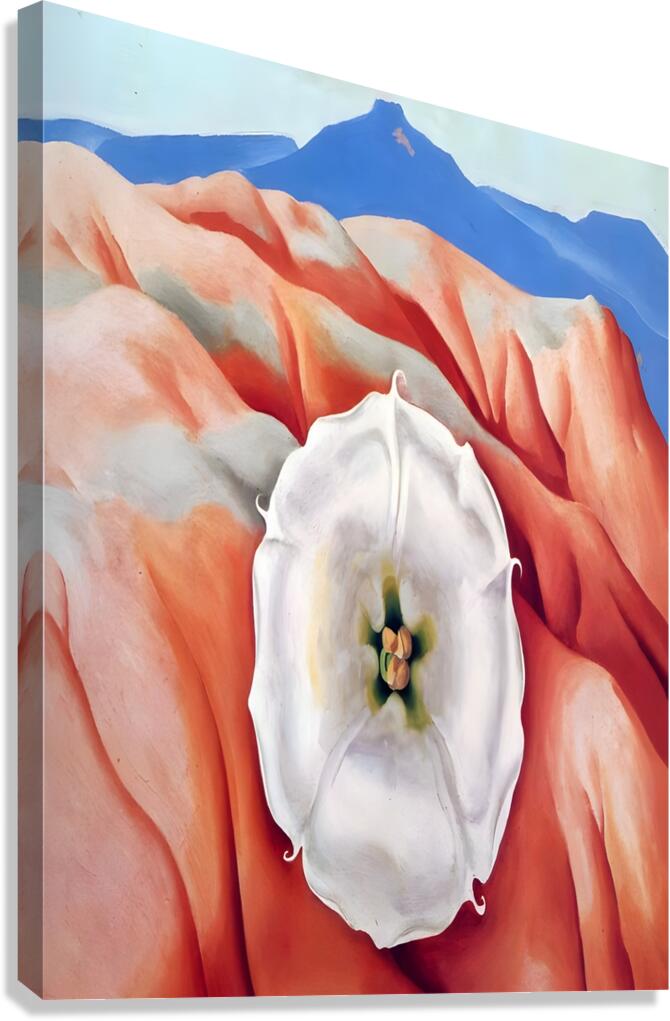 Georgia OKeeffe - Red hills and white flower II Canvas Print