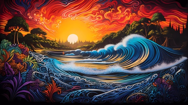 Psychedelic Ocean Waves Print