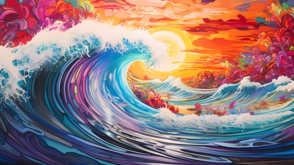Psychedelic Ocean Waves Print