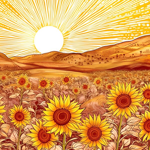 Sunflower Garden by Win Hardy
