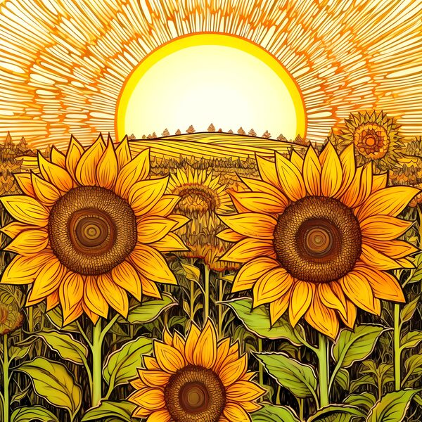 Sunflower Garden by Win Hardy
