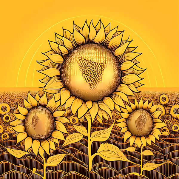 Sunflower Garden by Win Hardy