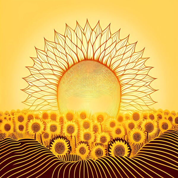 Sunflower Garden by Win Hardy