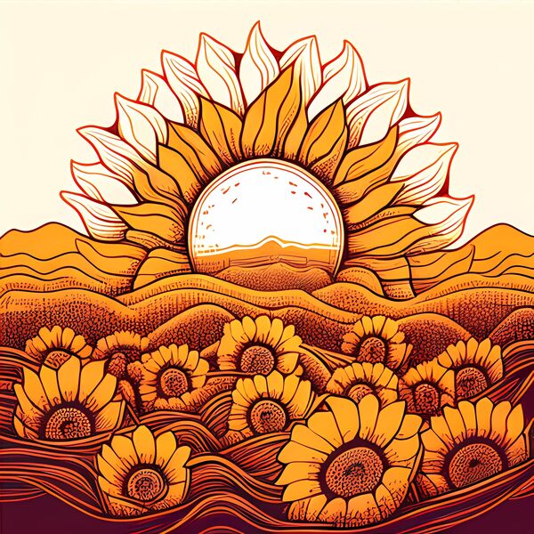 Sunflower Garden by Win Hardy