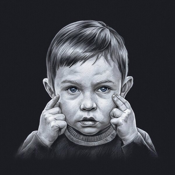 A pencil drawing conveying the fight against violence towards children Print