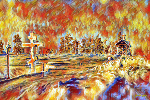church snow impressionist Print
