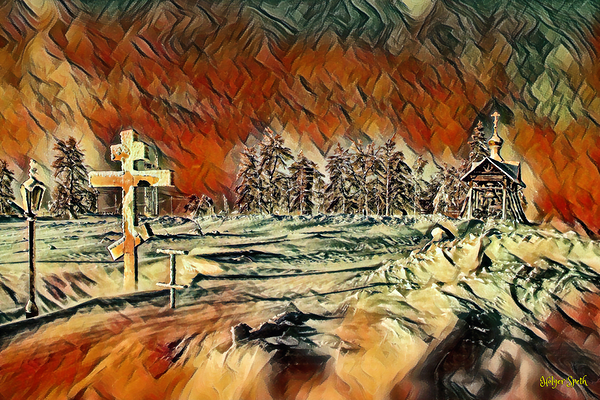 church snow pastel Print