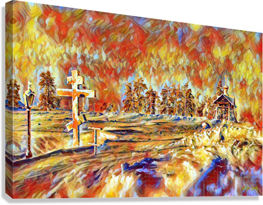 church snow impressionist Canvas Print