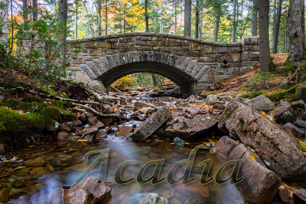Hadlock Brook Bridge Acadia Text Overlay by Andrew Pacheco