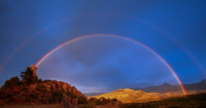 DOUBLE RAINBOW OVER MOUNT SNEFFELS  - EXPANDED VIEW