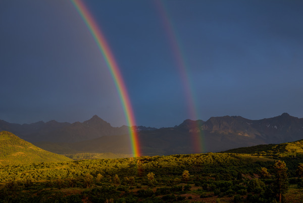 DOUBLE RAINBOW OVER MOUNT SNEFFELS   by Bill Sherrell