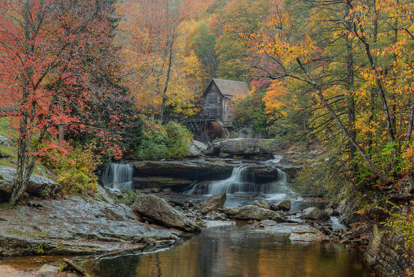 Glade Creek Grist Mill In Autumn Print