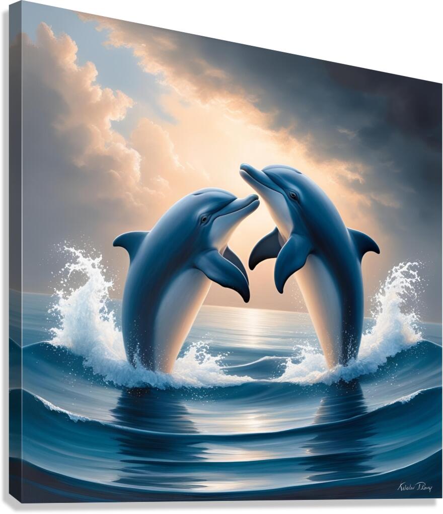 dolphin hug Canvas Print