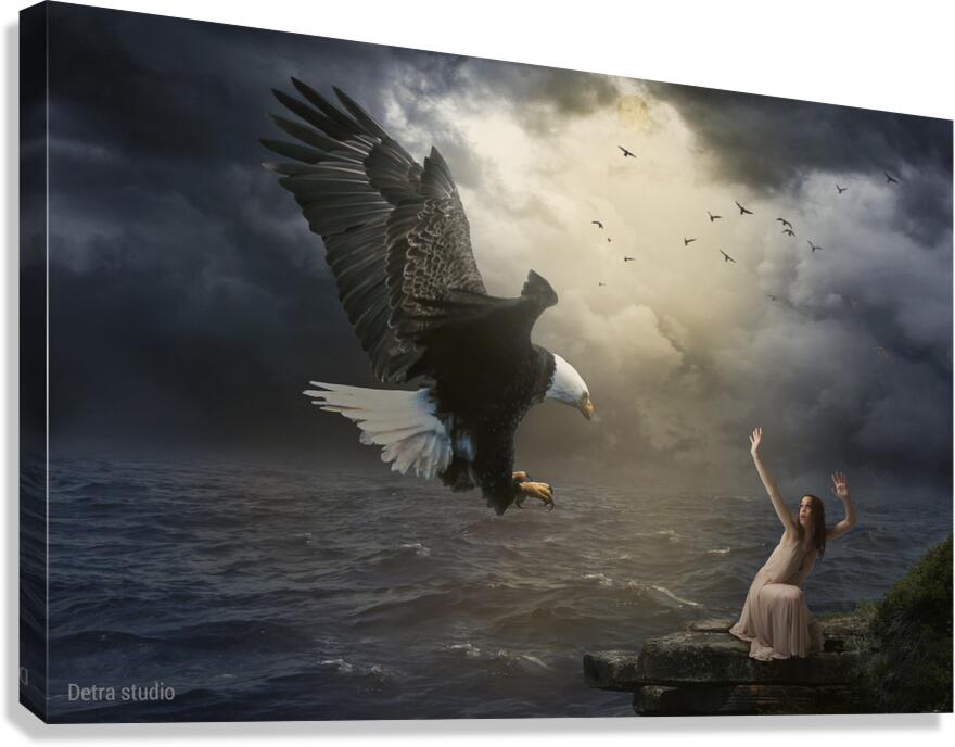 The girl and the eagle Canvas Print