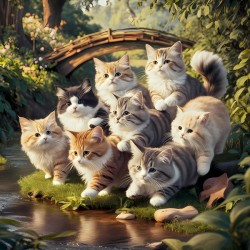 Furry Companions in a Japanese Garden