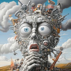 Industrial Surrealism Mechanical Face Contemporary Art Print