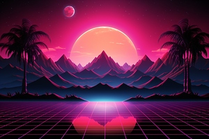 R e t r o w a v e   w a l l p a p e r    V a p o r w a v e   L a n d s c a p e    S y n t h w a v e   b a c k g r o u n d    A e s t h e t i c   R e t r o   W a v e   m o u n t a i n    f u t u r i s t i c   s u n s e t   l a n d s c a p e    N e o n   r 