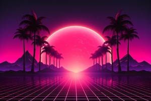 R e t r o w a v e   w a l l p a p e r    V a p o r w a v e   L a n d s c a p e    S y n t h w a v e   b a c k g r o u n d    A e s t h e t i c   R e t r o   W a v e   m o u n t a i n    f u t u r i s t i c   s u n s e t   l a n d s c a p e    N e o n   r 