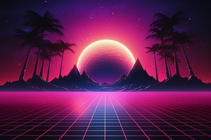 R e t r o w a v e   w a l l p a p e r    V a p o r w a v e   L a n d s c a p e    S y n t h w a v e   b a c k g r o u n d    A e s t h e t i c   R e t r o   W a v e   m o u n t a i n    f u t u r i s t i c   s u n s e t   l a n d s c a p e    N e o n   r 