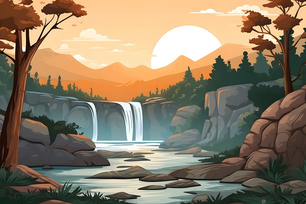 Waterfall Landscape 65 Print