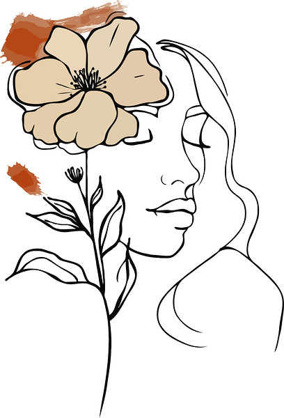 Abstract Floral Line Art – Feminine Botanical Illustration 2 by Aura Gallery