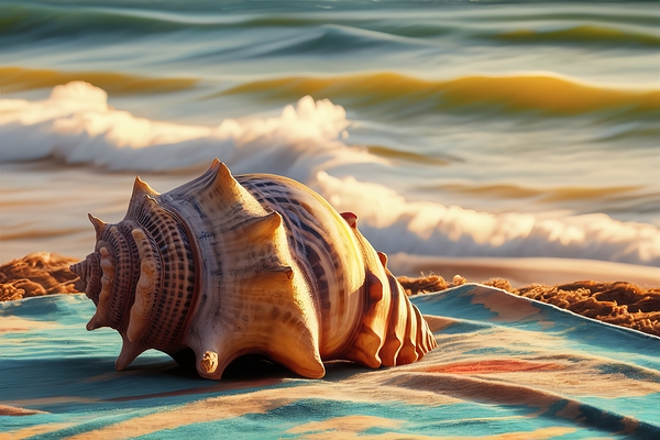 a large intricately patterned seashell placed on by Hritcu Elena