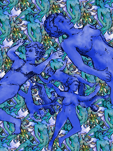 Free fall I     FINAL Patinated copper background