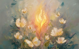 abstract oil painting that captures the essence of flowers 