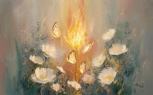 abstract oil painting that captures the essence of flowers 