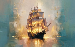 oil painting that captures the essence of pirate ship 59