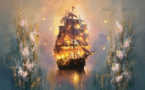 oil painting that captures the essence of pirate ship 73