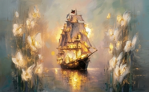 oil painting that captures the essence of pirate ship 84