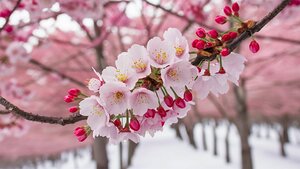 Cherry Blossoms in Hokkaido in the wintertime