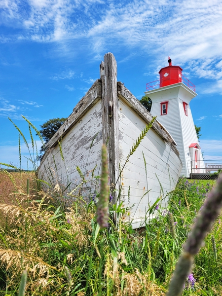 BOAT AND LIGHTHOUSE Print