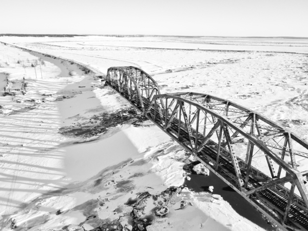Winter Train Bridge Print