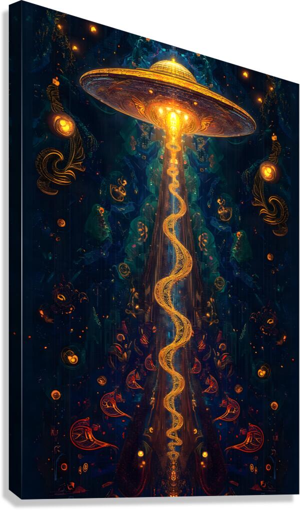 Celestial Ritual: The Shamanic UFO Vision Canvas Print