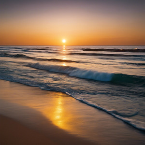 Tranquil beach sunset with gentle waves Wall Art