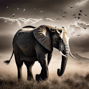 Majestic elephant roaming in the wild wall art