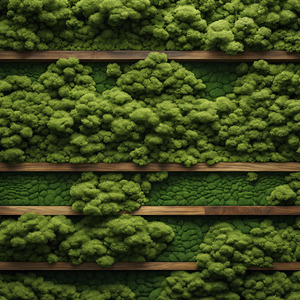 Lush Green Moss Growth on Wooden Slats wall art