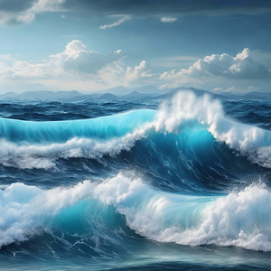 Majestic Ocean Waves Crashing Energetically